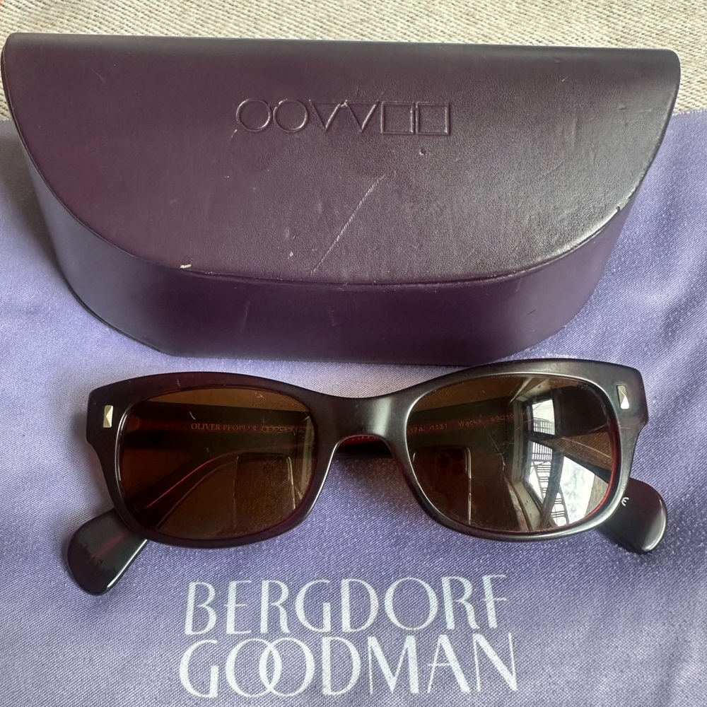 Oliver Peoples Wacks Red Matte Sunglasses with Case and Cloth from Bergdorfs